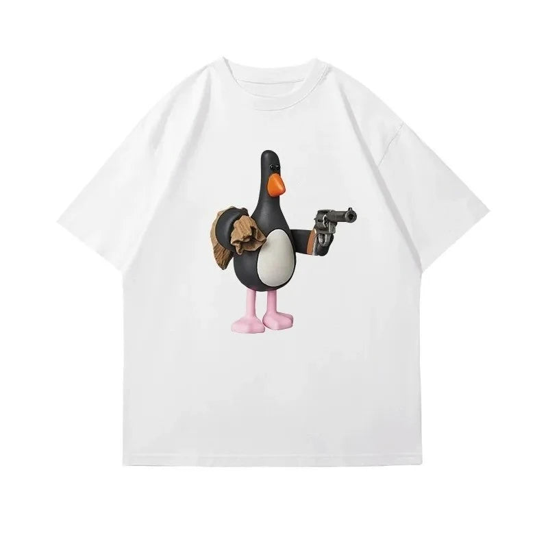 Hot Sale Printed Cotton American Sle Cartoon Penguin Print Ort Sve T-irt Couple Matching Fit Breathable Casual Top