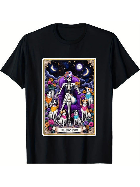 This T-Shirt Features a Dog Mom Skeleton Card Design, Making It a Great Gift for Mother'S Day, Christmas, Halloween, Or Thanksgiving. It'S Made from Soft Fabric, Suitable for Both Men And Women