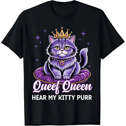 Cotton Golf Gift T-Shirt For Men and Women The Hilarious Queef Queen Cat Tee With Raunchy Adult Humor Jokes