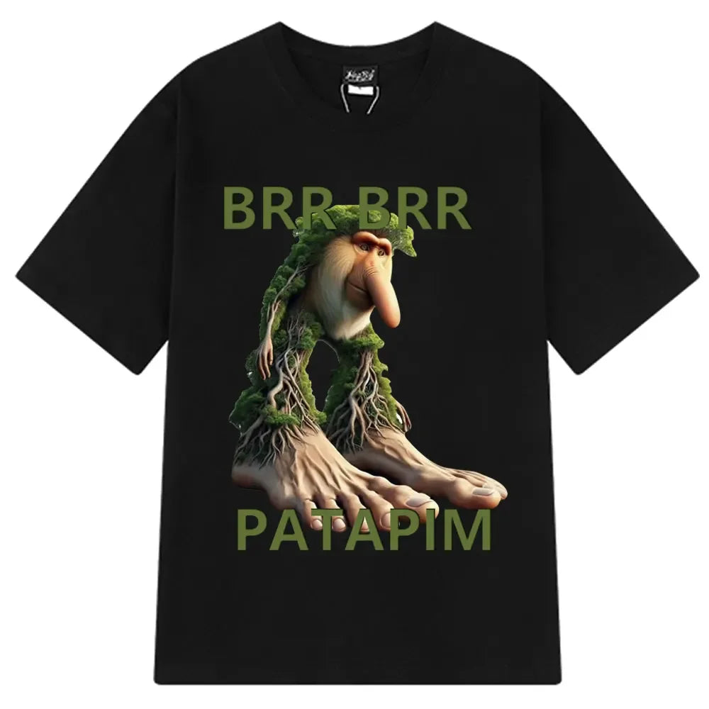 HOT  Brr Brr Patapim T Shirt Funny Italian Brainrot Meme Graphic T-shirt Men Women Summer Cotton Cozy Soft O-Neck T-shirts Tops