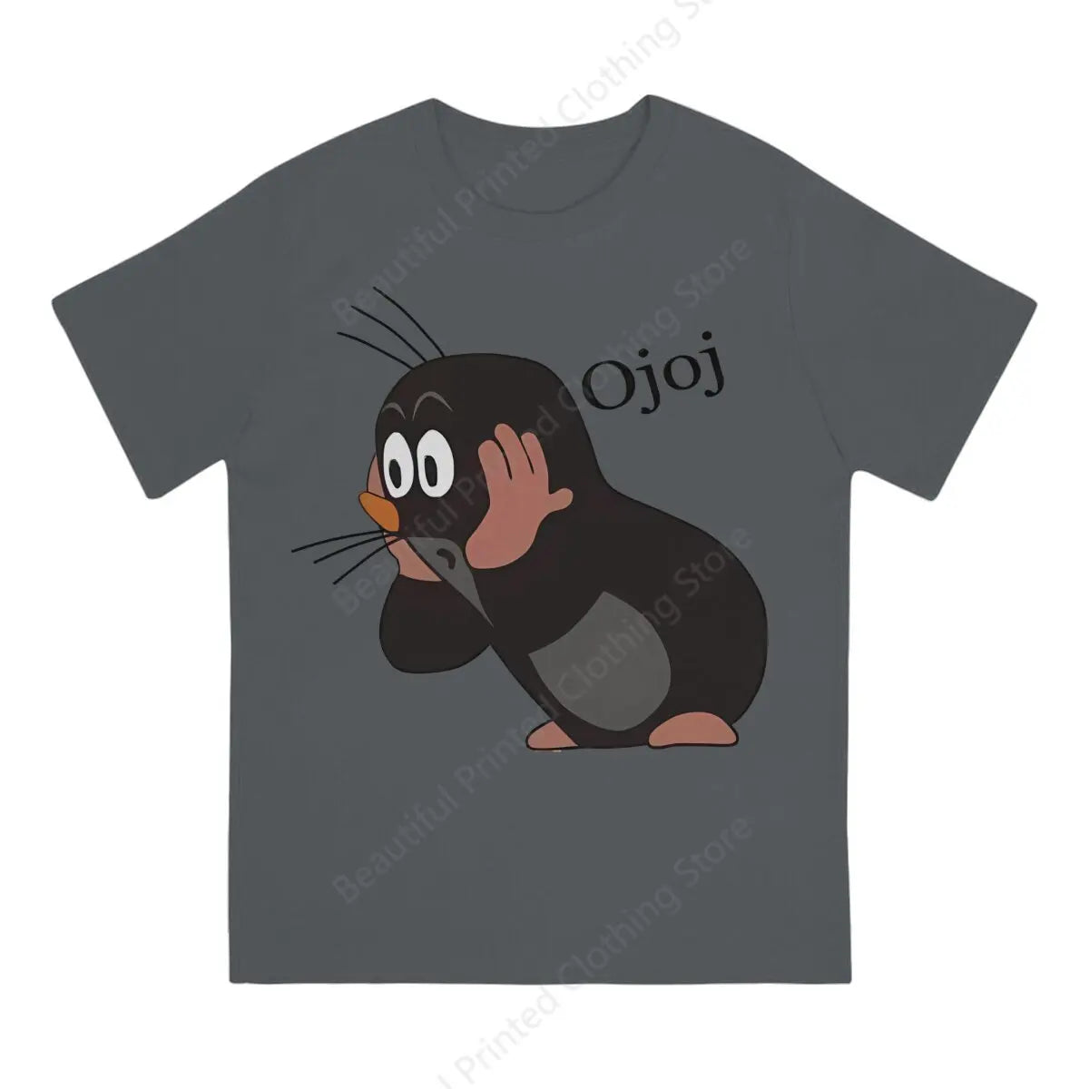 Soft Cotton T-shirt Small Mole Print Cool Men's and Women's T-shirt Loose and Oversized Short Tee Trend Interesting All Match