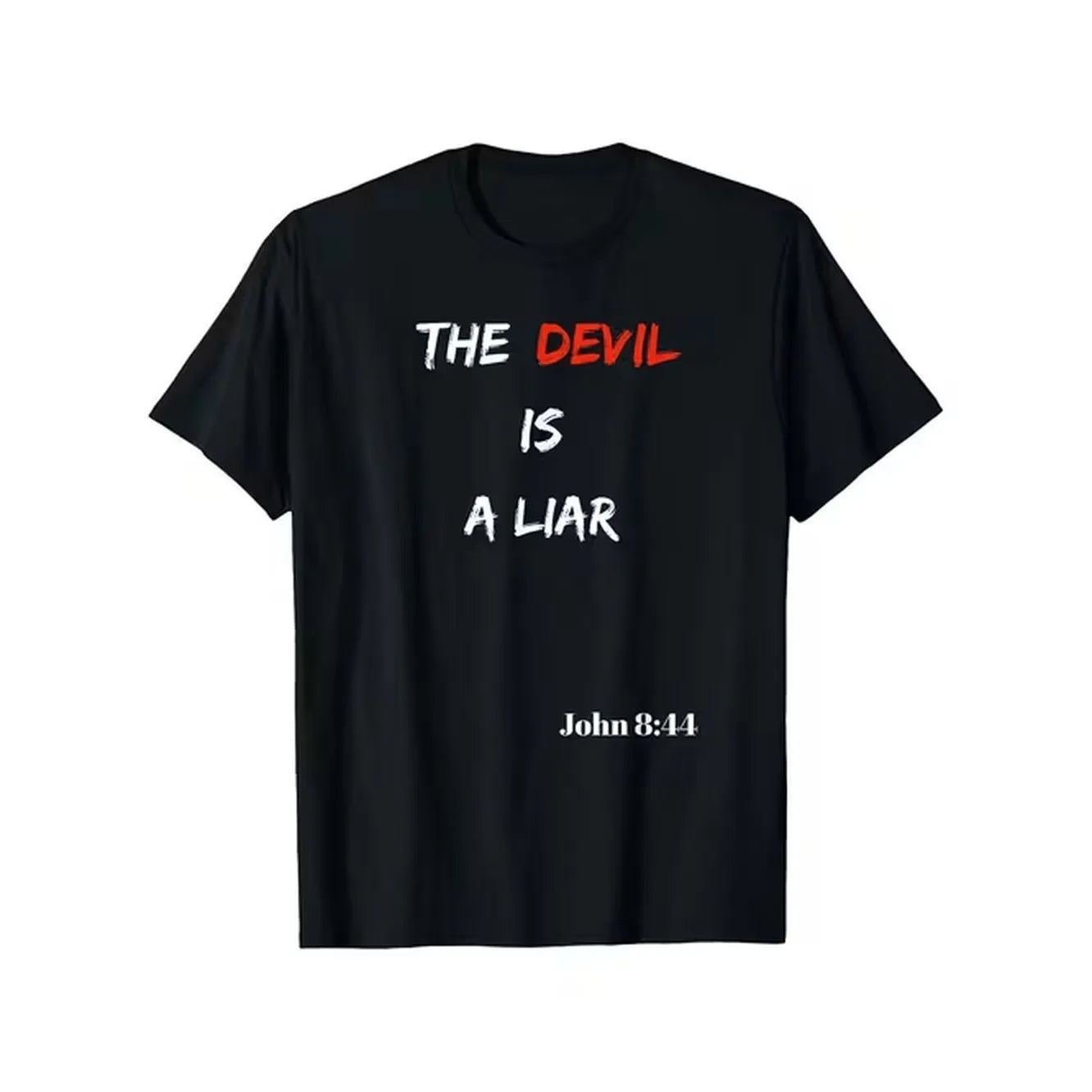 item picture mens christian t shirt the is a liar bible verse john 8 44 tee black with red accents soft and breathable shirt for church and casual wear a religious gift for men spiritual apparel print design sturdy build