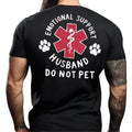 Emotional Support Husband Shirt, Funny Do Not Pet Medical Symbol T-Shirt For Spouses, Gift For Husband, Boyfriend, Him, Short Sleeve Crew Neck Top
