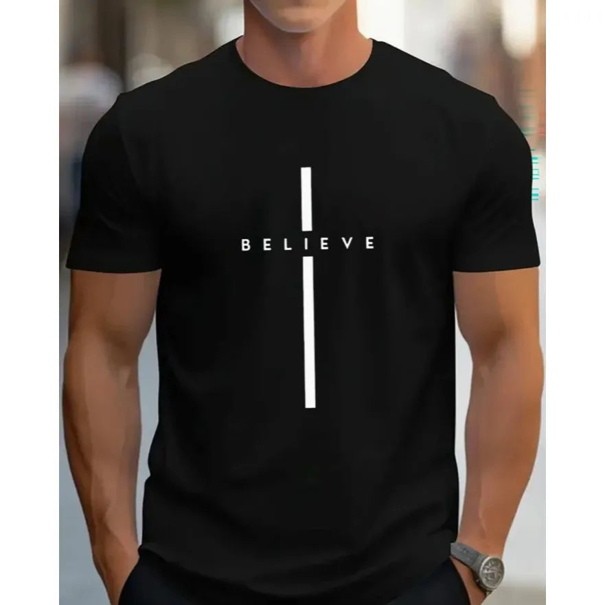 Mens TShirt Comfortable Crew Neck Casual Cotton ShortSleeves Soft Tshirt Summer Spring Streetwear Cotton Trendy Letter Print