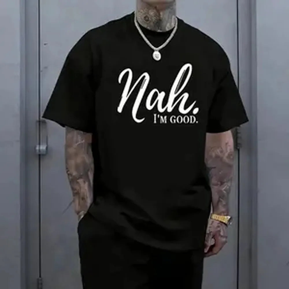 Men’s loose street-style T-shirt with a satirical humor graphic print-a trendy urban casual short-sleeve top, a best-selling funny and ironic fashion piece. tiktokshopspringglowup
