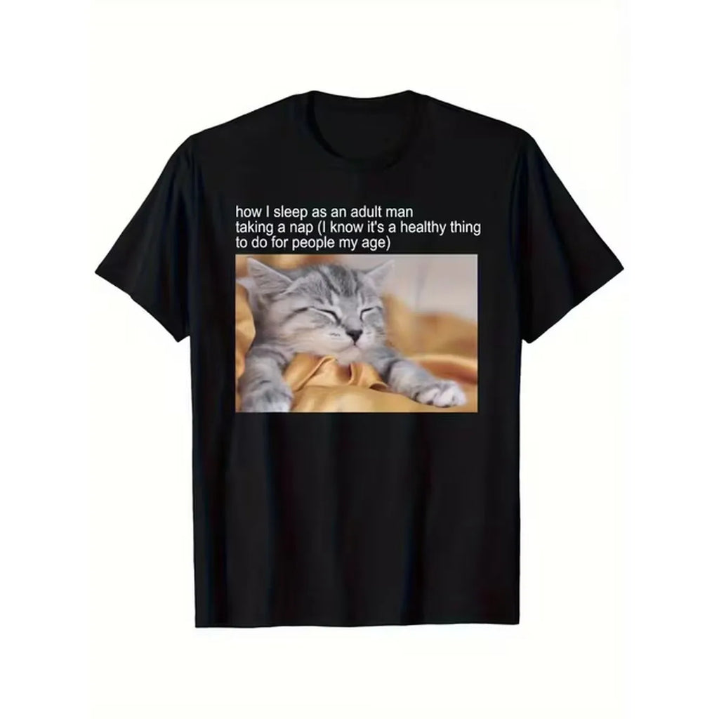 item picture humorous for cat meme t shirt for men sleep tee soft 180gsm crew neck casual wear in sizes s xxxl ideal gift for cat enthusiasts fans of ing jokes washable design