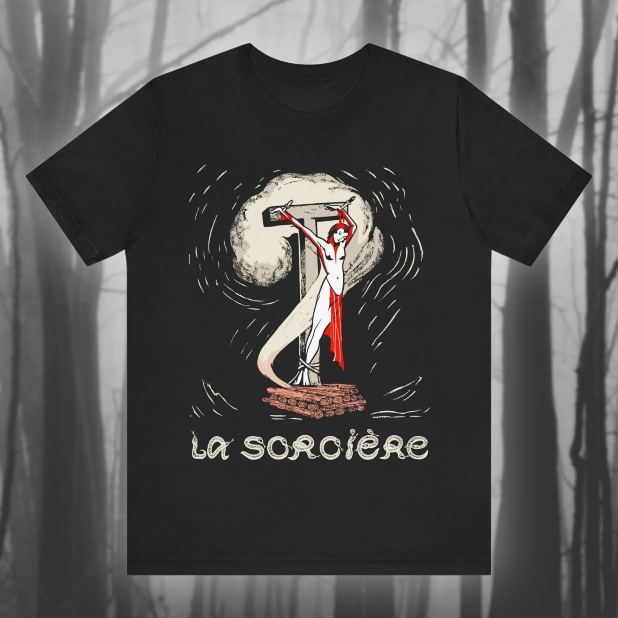 La Sorciere Vintage Voodoo T-shirt Mystery T-shirt Horror T-shirt Witch Gothic Fashion Ghost Unisex Jersey Short-sleeved T-shirt