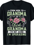 Men's T-shirt, Black, Round Neck, Grandma Inspirational Language Theme, Mom Grandma Great-grandmother Mother's Day T-shirt