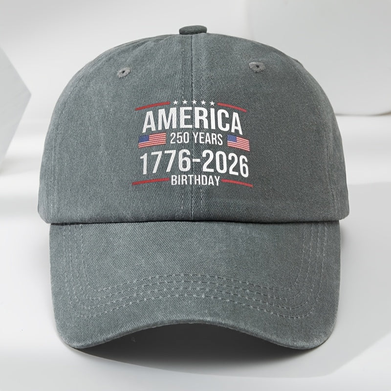 Patriotic 250th Anniversary Baseball Cap - Adjustable Snapback, Lightweight & Breathable Polyester, Black with Red, White & Blue American Flag Design, Perfect for Outdoor Travel, Camping & Casual Wear, Camping Accessories, America Flag, Hat For Men