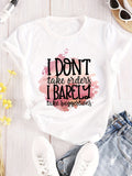 Women'S Casual Crew Neck T-Shirt, Polyester Knit Fabric, Regular Length, with Bold Alphabet Print, for All Seasons