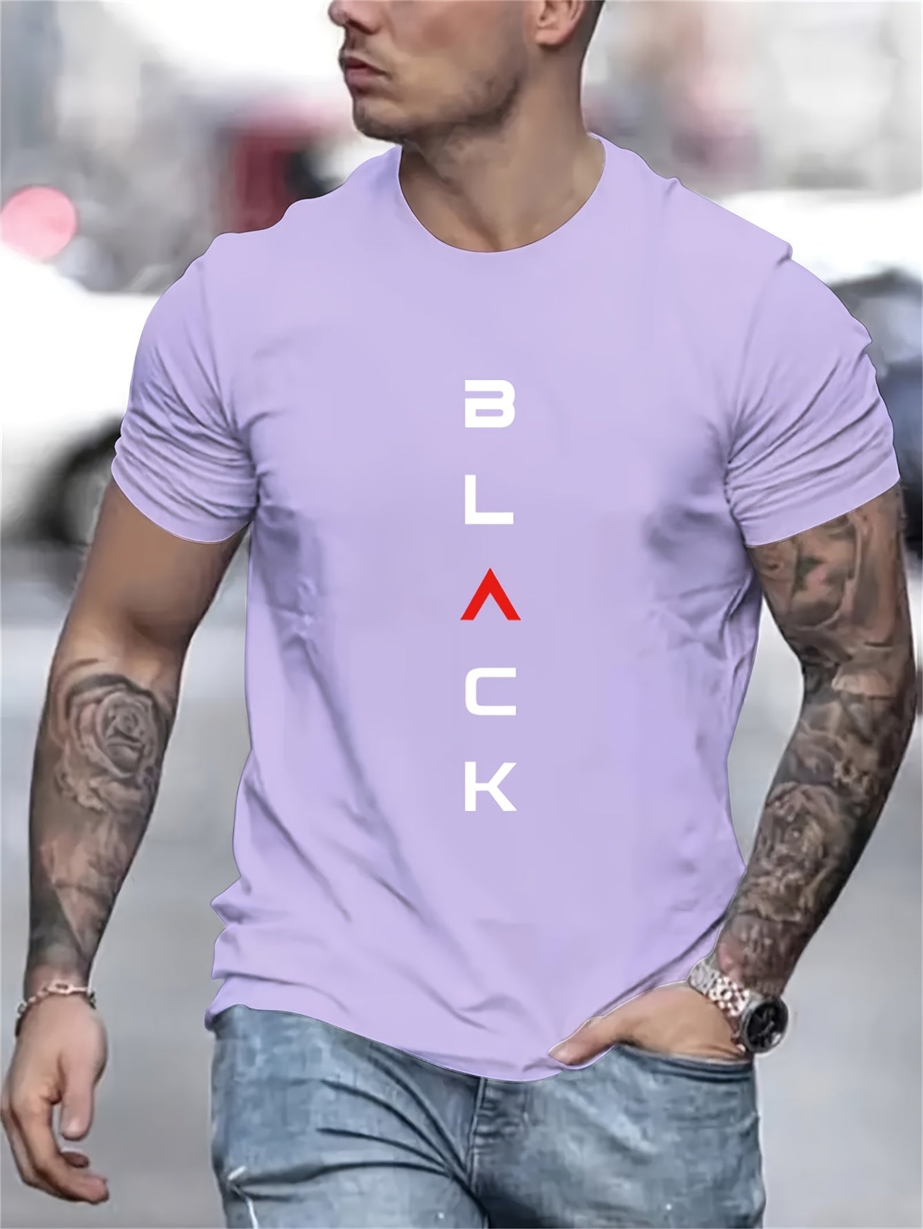 Men'S Trendy Letter Print Comfortable And Soft Regular Fit T-Shirt