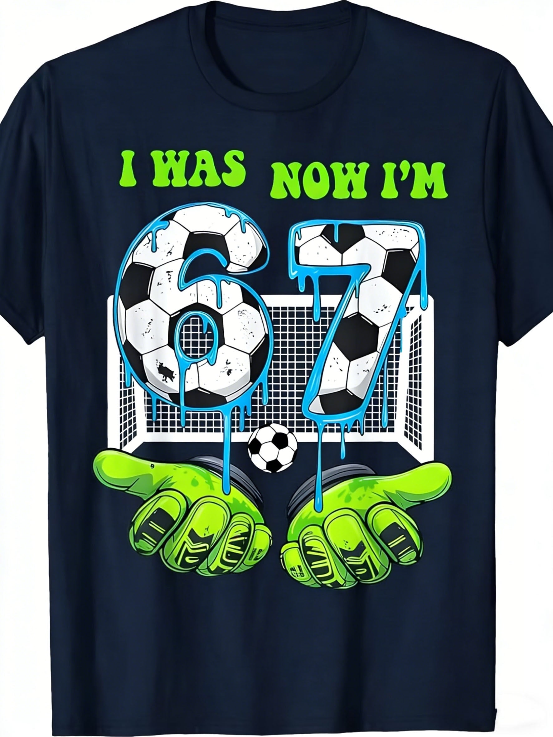 I Was 6, Now I'm 7 Birthday Boy 67 Soccer Style 7th Birthday T-Shirt Comfortable Boys' and Girls' Short Sleeve Spring/Summer Play Style Soccer  Fan Gift for Boys