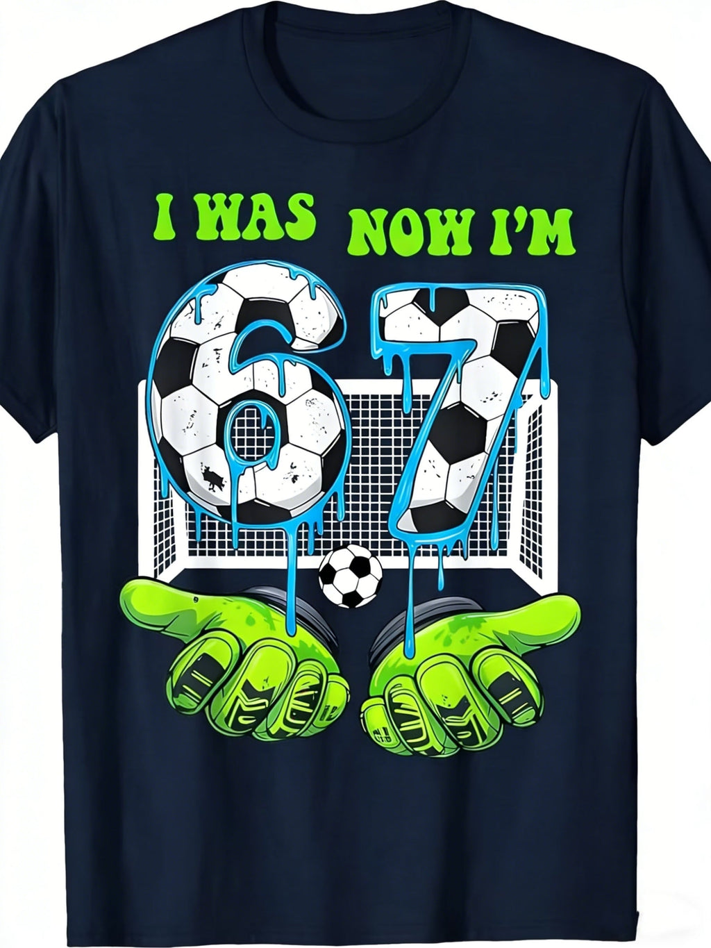 I Was 6, Now I'm 7 Birthday Boy 67 Soccer Style 7th Birthday T-Shirt Comfortable Boys' and Girls' Short Sleeve Spring/Summer Play Style Soccer  Fan Gift for Boys