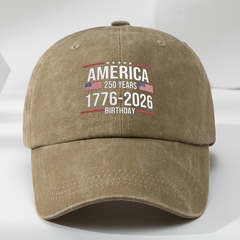 Patriotic 250th Anniversary Baseball Cap - Adjustable Snapback, Lightweight & Breathable Polyester, Black with Red, White & Blue American Flag Design, Perfect for Outdoor Travel, Camping & Casual Wear, Camping Accessories, America Flag, Hat For Men