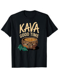 Men'S KAVA Good Time Graphic T-Shirt - 100%, Lightweight & Breathable, Black with Golden Lettering & Bamboo Rayon Rayon Design, Casual Summer Tee for Casual Attire, Casual Summer Wear Modern Casual Style Tshirt