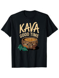 Men'S KAVA Good Time Graphic T-Shirt - 100%, Lightweight & Breathable, Black with Golden Lettering & Bamboo Rayon Rayon Design, Casual Summer Tee for Casual Attire, Casual Summer Wear Modern Casual Style Tshirt
