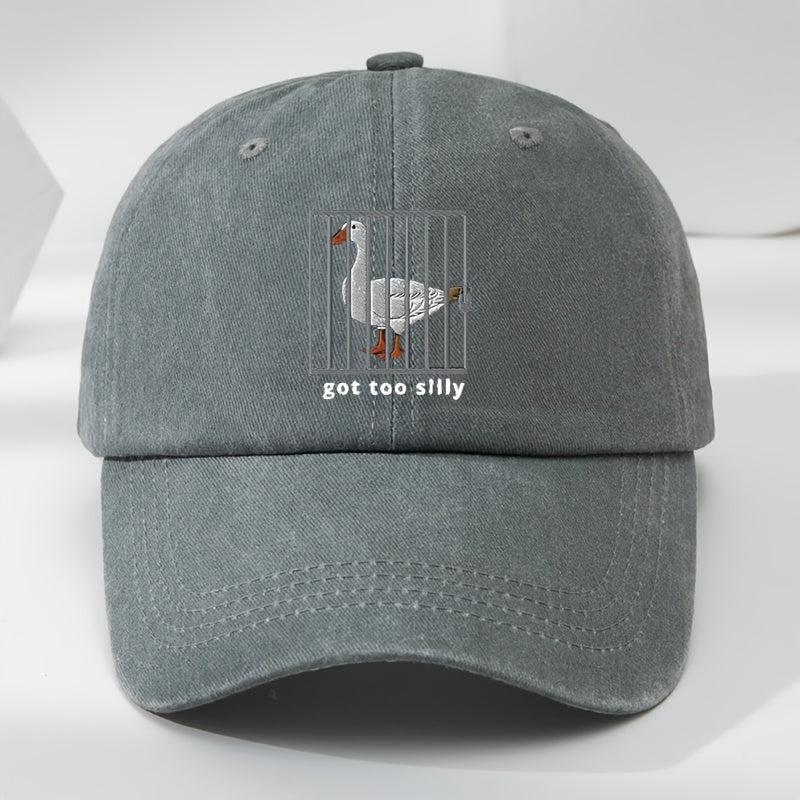 Interesting Goose Iron Cage Print Baseball Cap Unisex Soft Top Adjustable Hat Circumference Duck Tongue Hat Outdoor Sports Leisure Breathable Moisture Wicking Hat