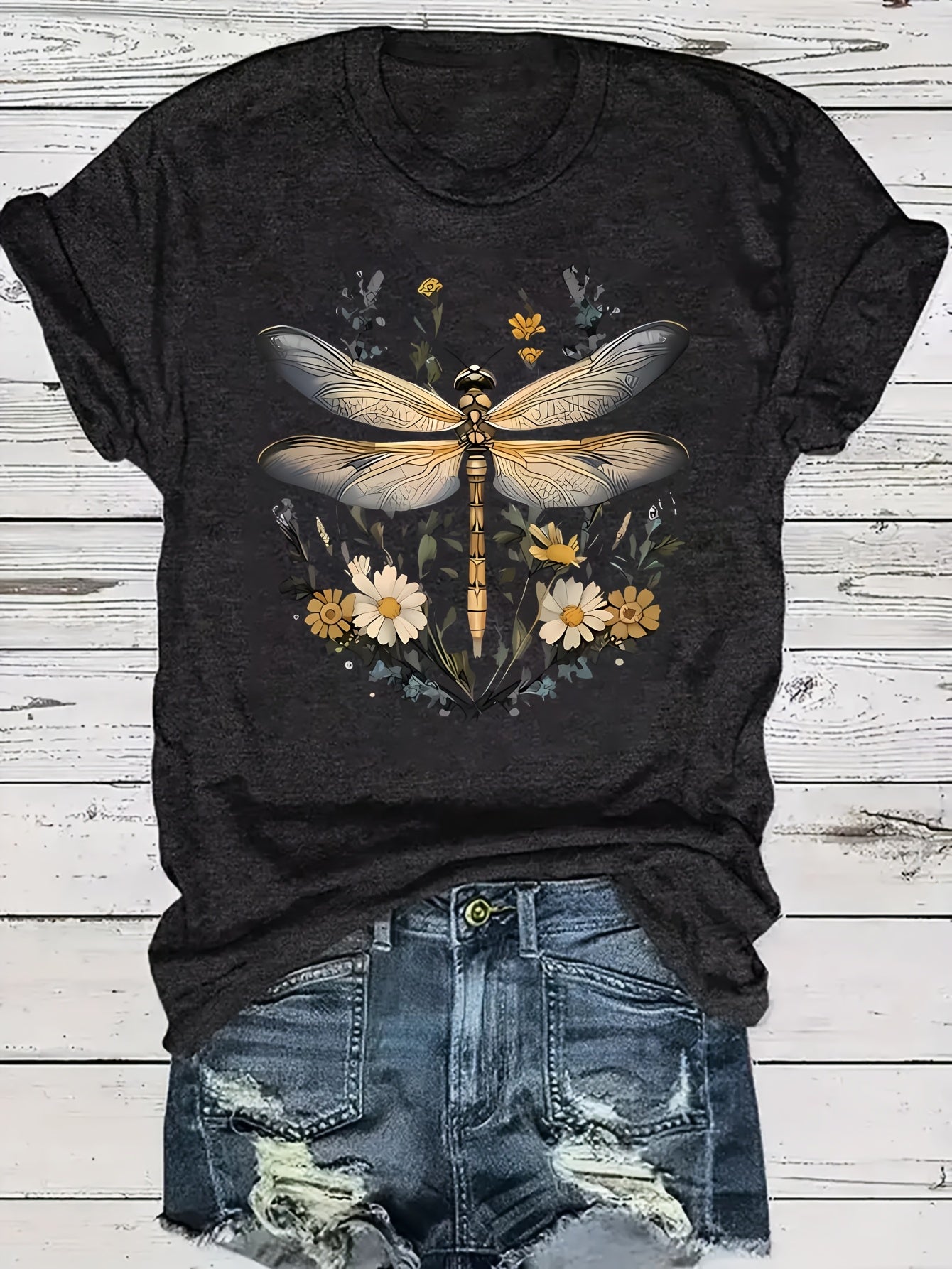 Fashionable Floral, Bohemian Women'S Graphic Print, Casual Short Sleeve - Spring And Summer Fit, Perfect Choice, Round Neck Women'S T-Shirt