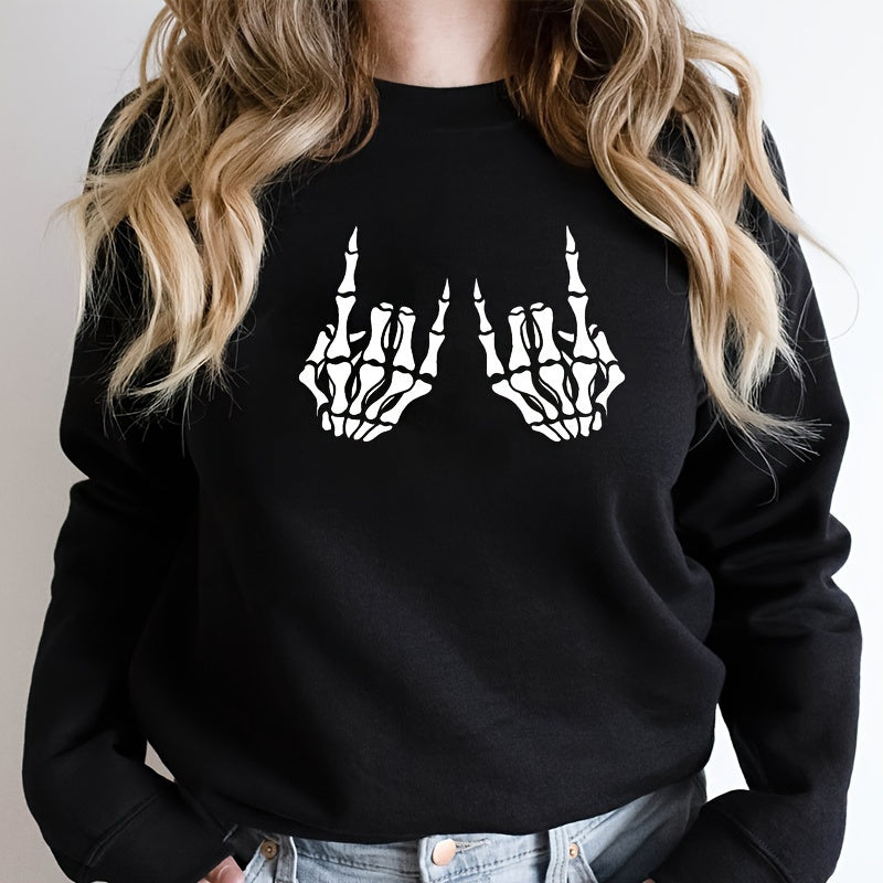 Skull Hand Heat Transfer Patch, White Heat Transfer Sticker, Suitable for T-Shirts, Jeans, Backpacks, Washable Clothing Decoration Applique