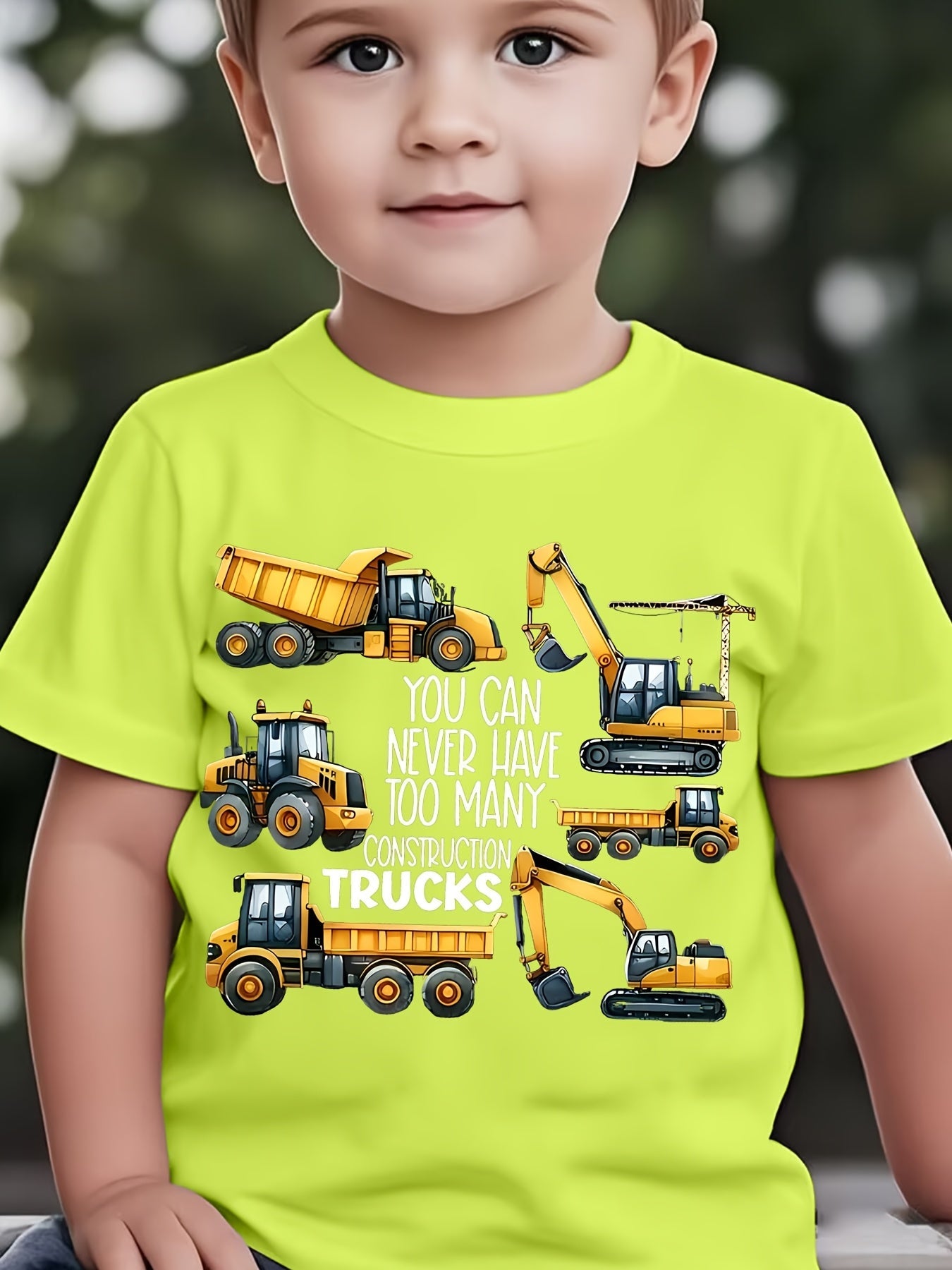 Cartoon T-Shirt Featuring a Game Excavator, Truck Graphics for Boys, And Short-Sleeved Shirts for Girls Learning to Walk
