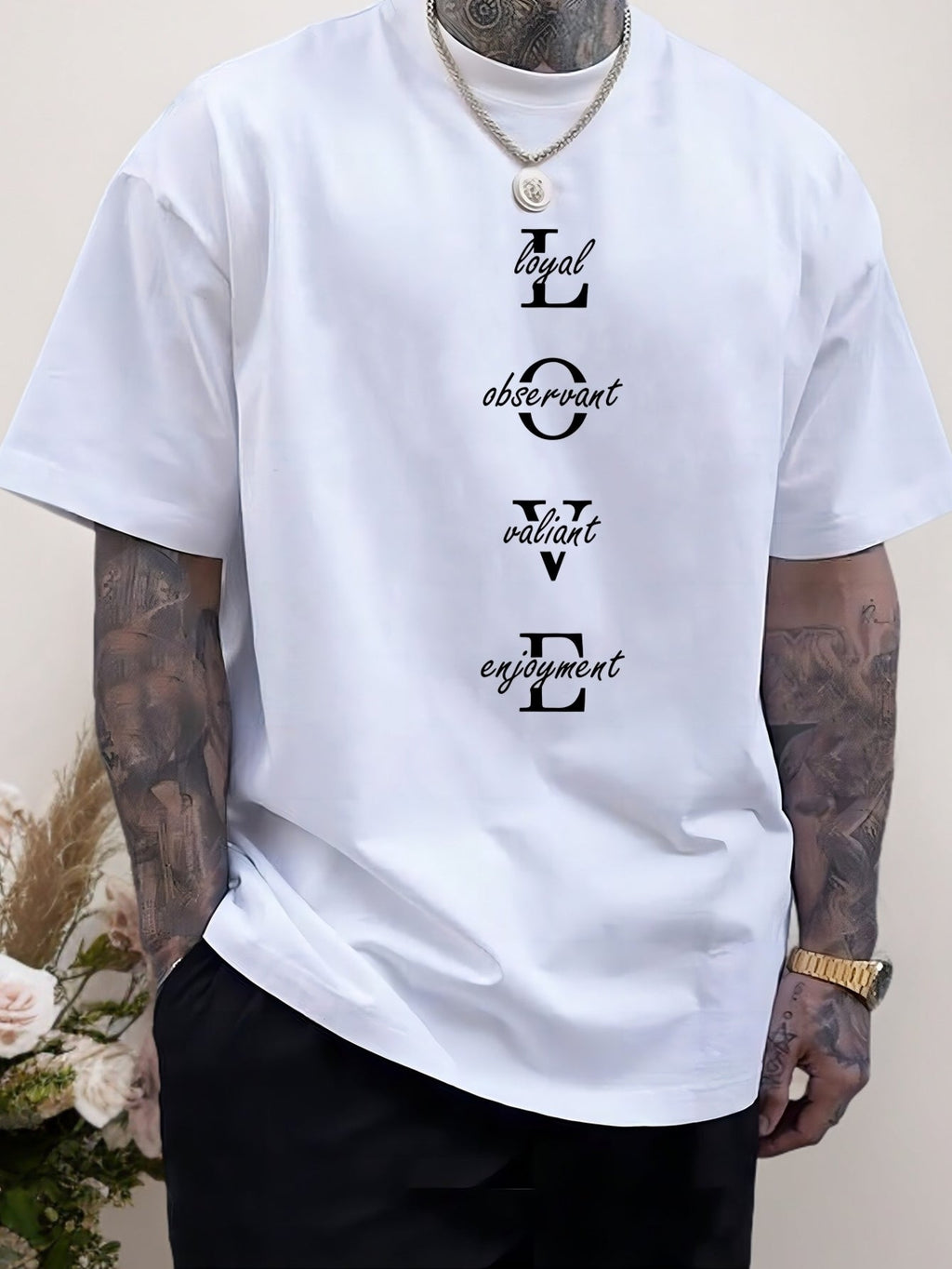 Men's Vintage-Inspired Fashion T-Shirt with Geometric Lettering, Knit Polyester Blend, Regular Fit, Crew Neck, Short Sleeve, Weekend Casual - Summer Sports Tee with Slight Stretch