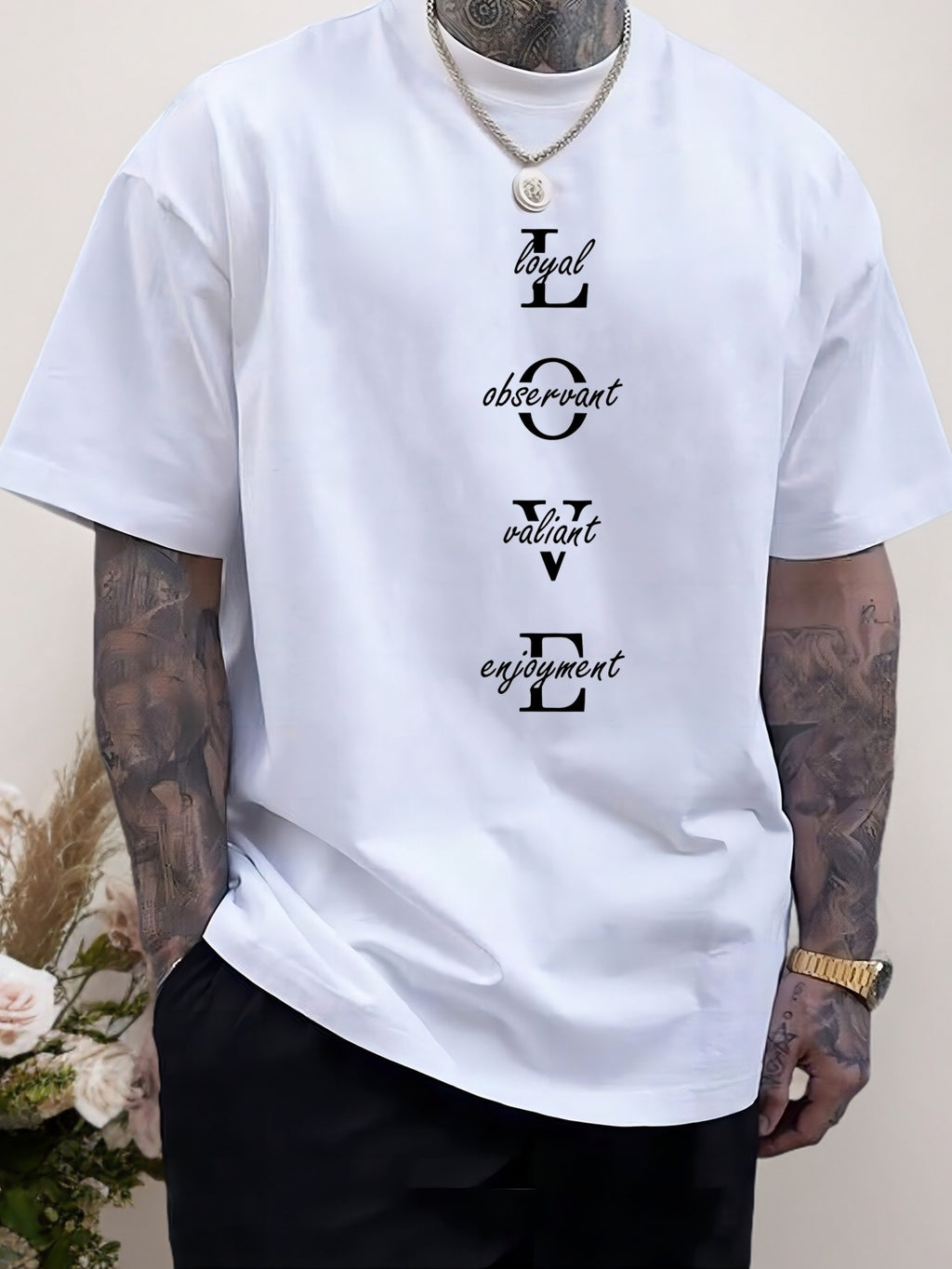Men's Vintage-Inspired Fashion T-Shirt with Geometric Lettering, Knit Polyester Blend, Regular Fit, Crew Neck, Short Sleeve, Weekend Casual - Summer Sports Tee with Slight Stretch