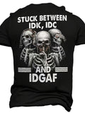 Men'S Comfortable Chic T-Shirt with Skull and Letter Pattern | Casual Crew Neck, Short Sleeve, All-season, Regular Fit
