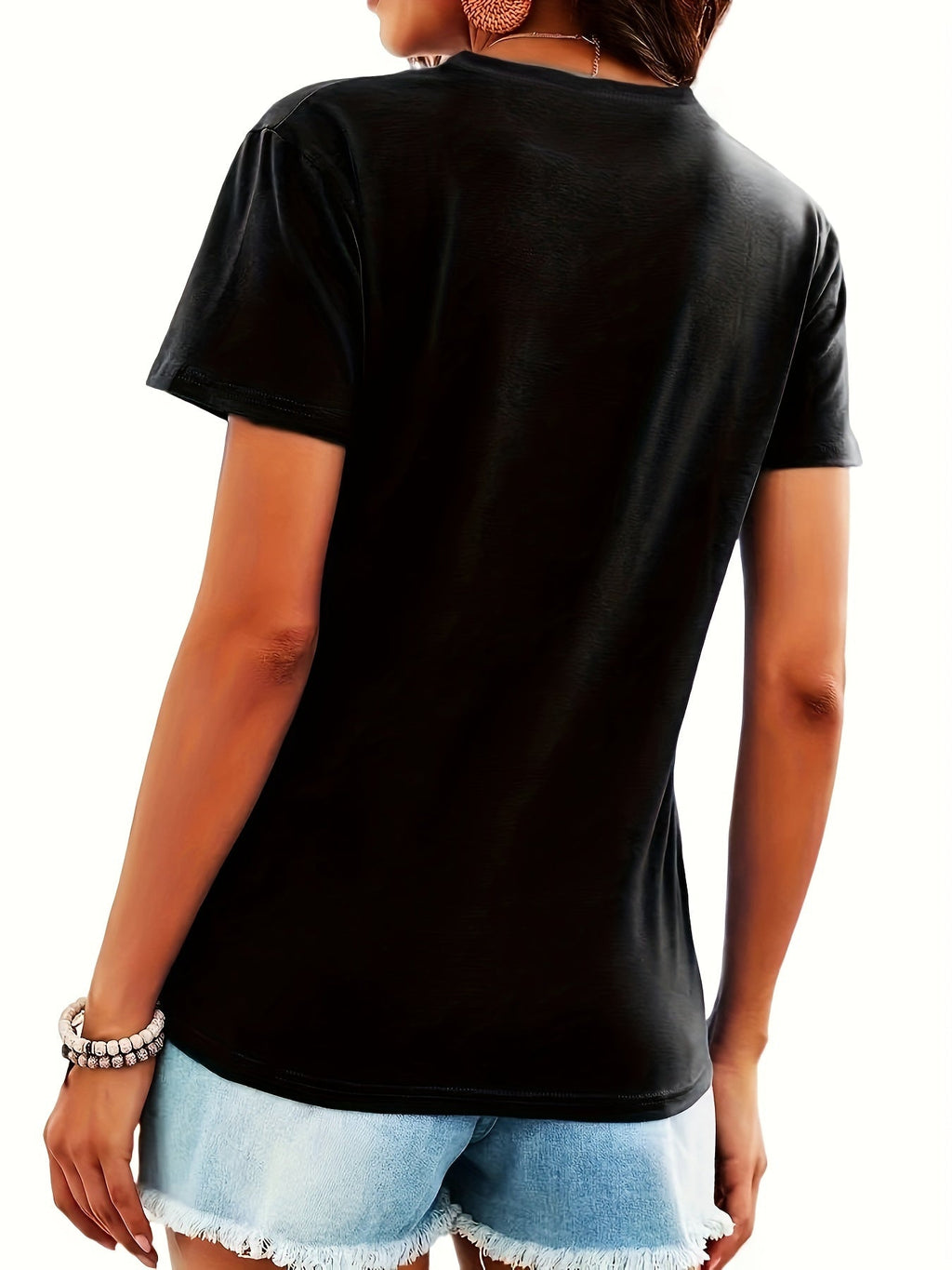 Short Sleeve Round Neck Top with USA Flag Print