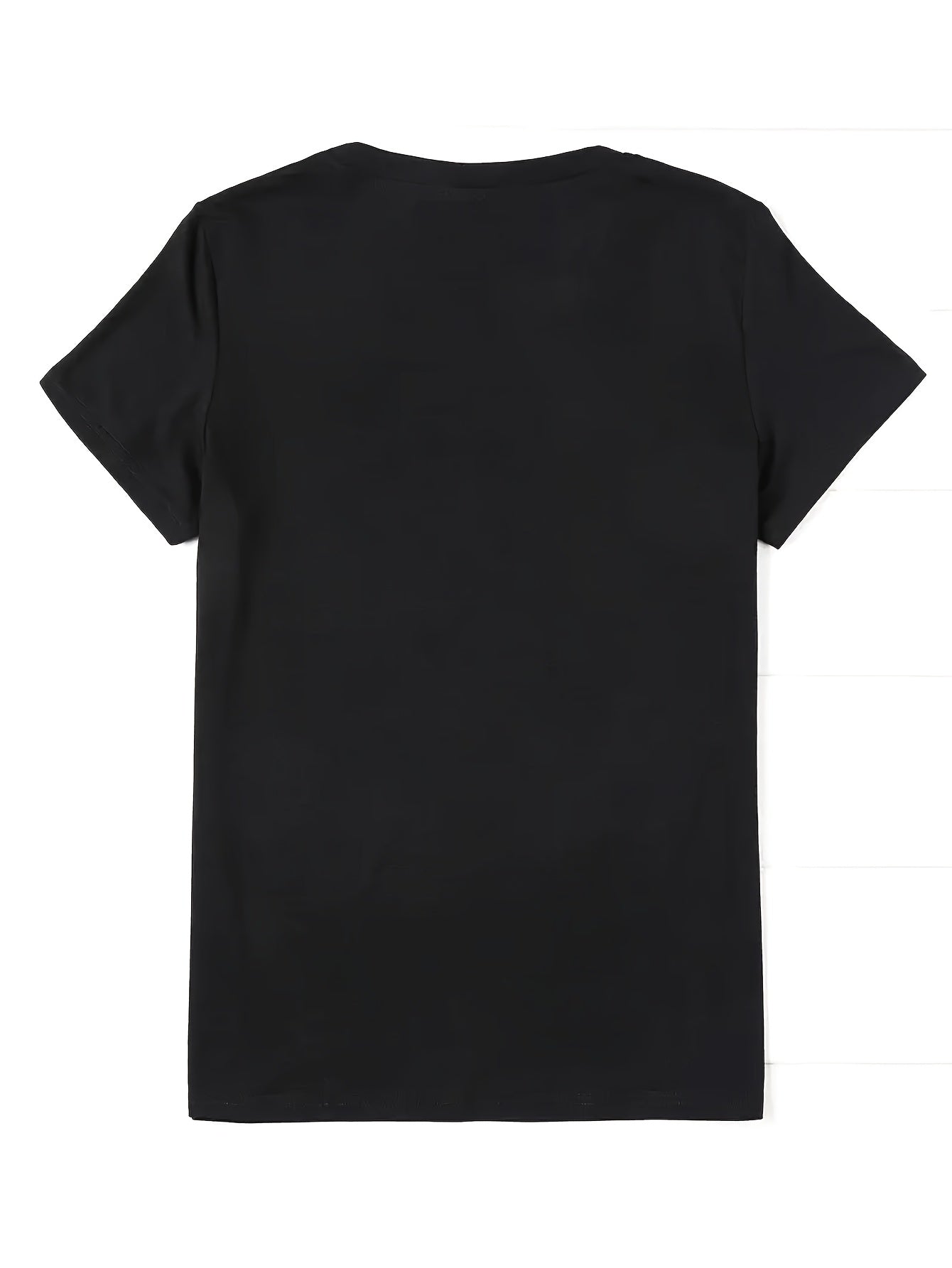 Women'S Casual Short Sleeve T-Shirt with Heart Design - Round Neck, Black, Lightweight Polyester, Perfect for Spring/Summer Outfits, Casual Wear Tee | Heart Graphic Tee | Constructio