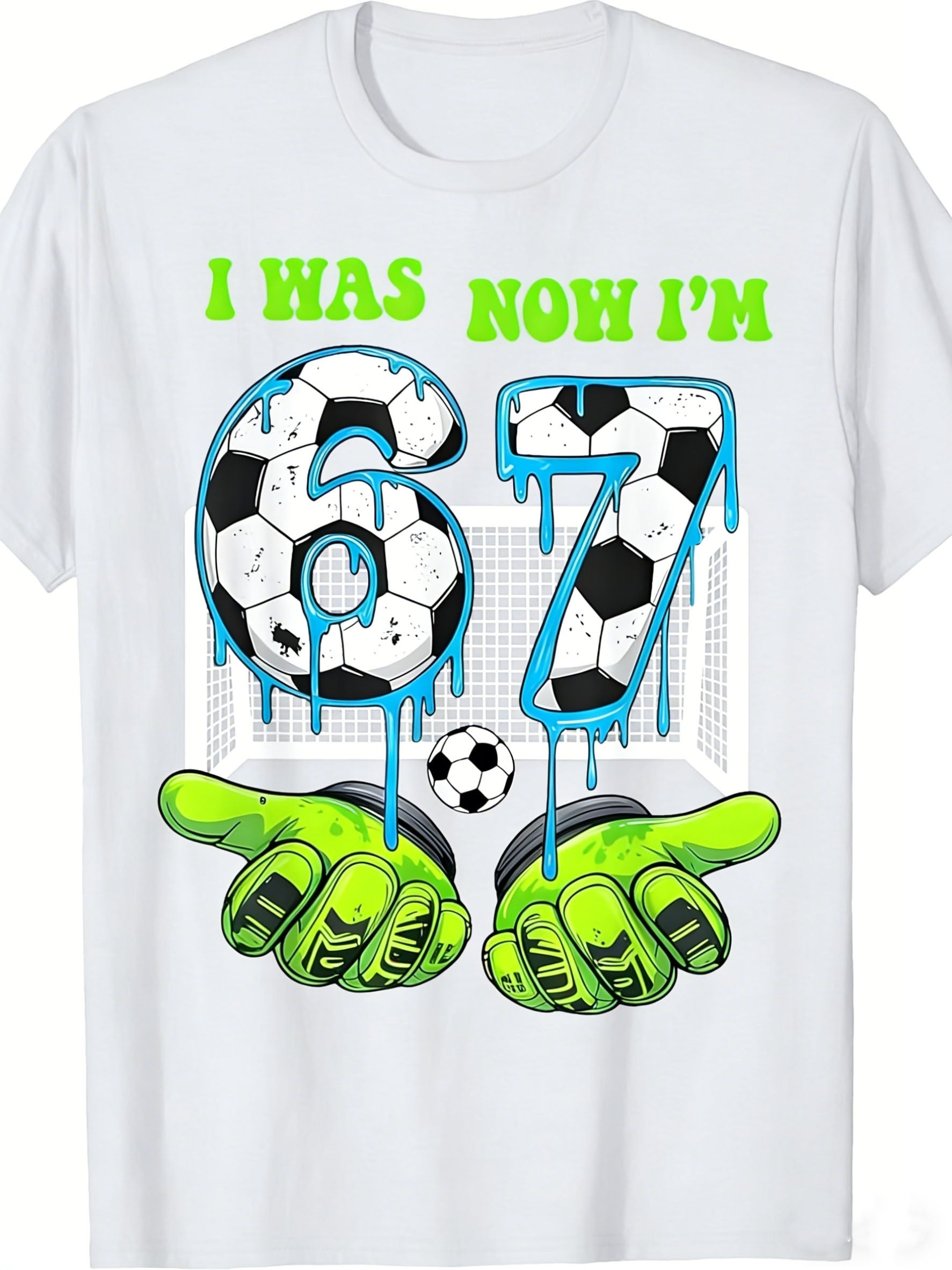 I Was 6, Now I'm 7 Birthday Boy 67 Soccer Style 7th Birthday T-Shirt Comfortable Boys' and Girls' Short Sleeve Spring/Summer Play Style Soccer  Fan Gift for Boys