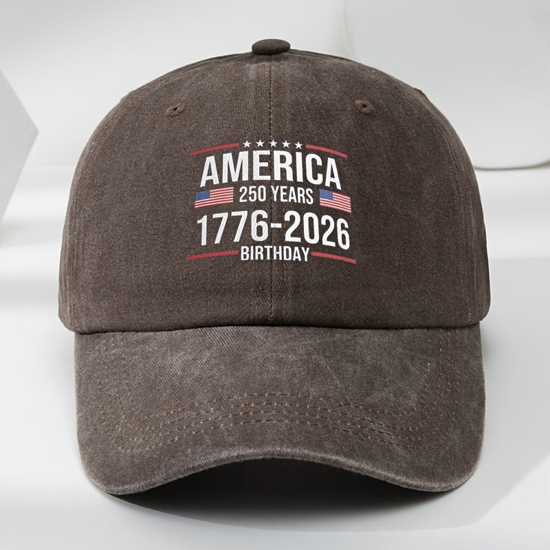 Patriotic 250th Anniversary Baseball Cap - Adjustable Snapback, Lightweight & Breathable Polyester, Black with Red, White & Blue American Flag Design, Perfect for Outdoor Travel, Camping & Casual Wear, Camping Accessories, America Flag, Hat For Men