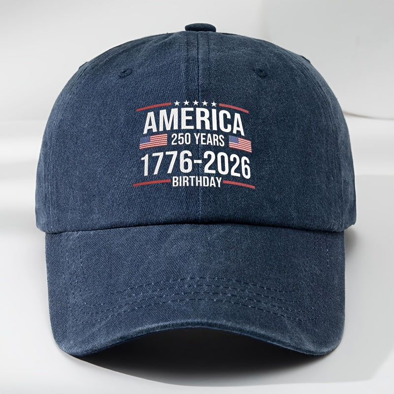 Patriotic 250th Anniversary Baseball Cap - Adjustable Snapback, Lightweight & Breathable Polyester, Black with Red, White & Blue American Flag Design, Perfect for Outdoor Travel, Camping & Casual Wear, Camping Accessories, America Flag, Hat For Men