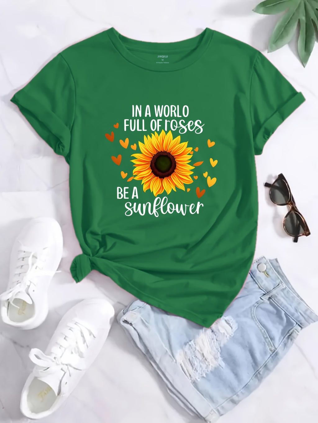 G7037 2023 New Arrival Small Version Sunflower Print T-Shirt