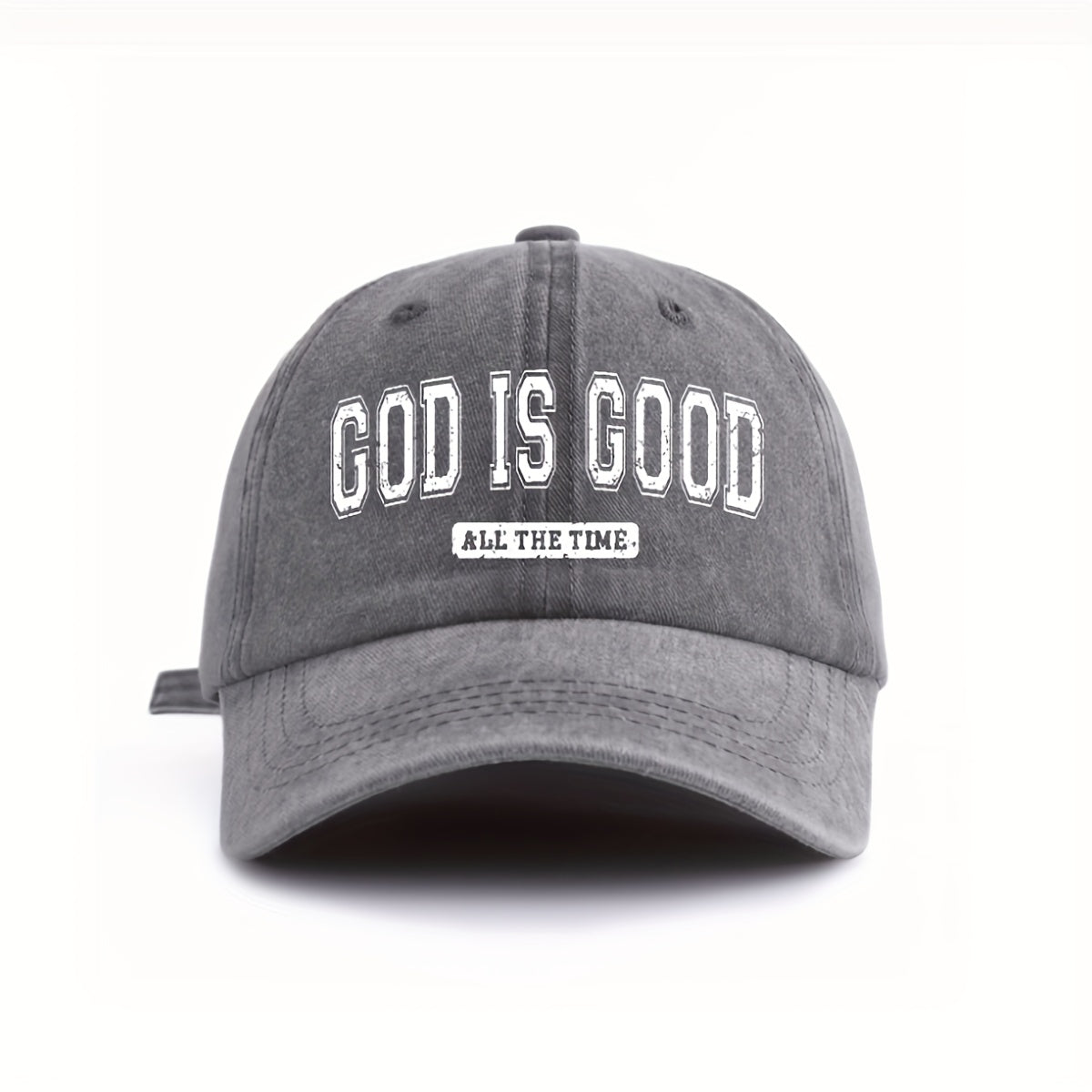 1pc GOD IS GOOD All The Time Letter Print Women'S Washed Baseball Cap, Fashion Outdoor Vintage Street Urban Style Men Women Cap Curved Brim Dad Hat Sun Hat for Vacation Beach Travel Riding