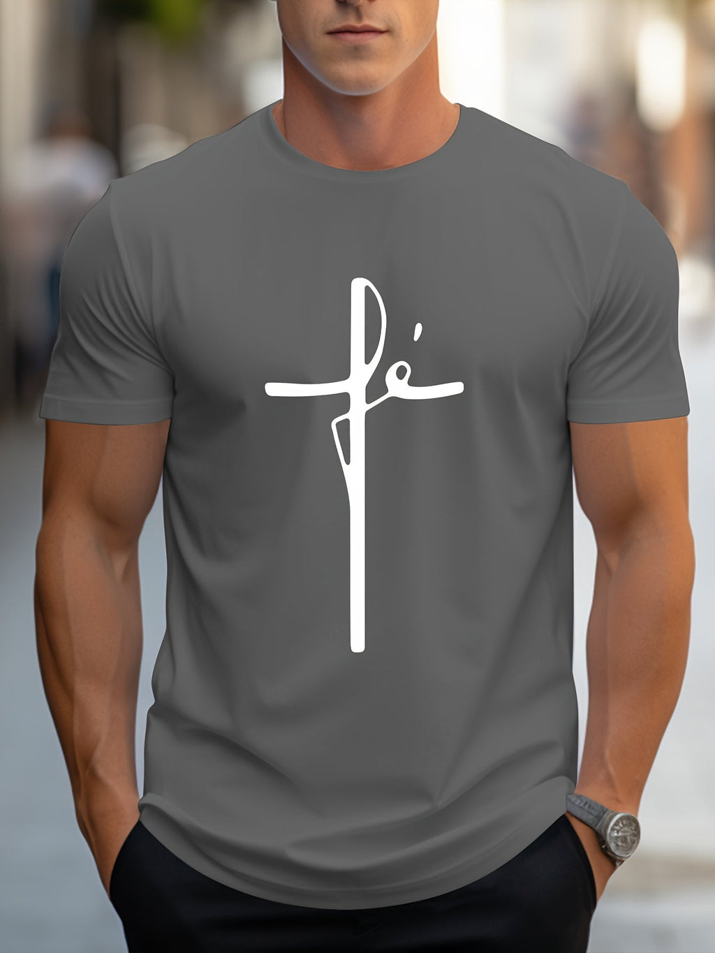 Men's Soft Breathable Casual Short Sleeve T-Shirt with English Text Print Suitable for Summer - Round Neck Casual Attire, Machine Washable & Dry Cleanable, Versatile Casual Wear for Parties, Office & Social Events (Non-)