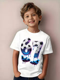 Soccer "67" Boys and Girls Ice Cream Drip Fun Six Seven Hand  Pack T-Shirt, Spring/Summer Comfortable Casual Crew Neck, Breathable, Casual Style, Crew Neck, Perfect for Kids, Printed Pattern