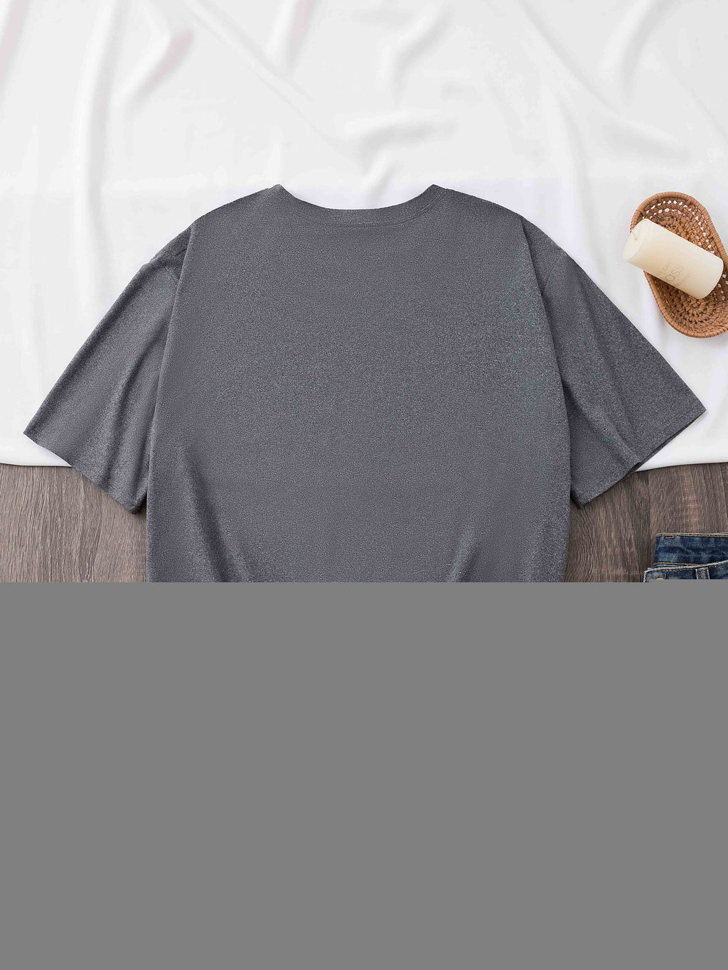 Women'S Casual Crew Neck T-Shirt, Polyester Knit Fabric, Regular Length, with Bold Alphabet Print, for All Seasons