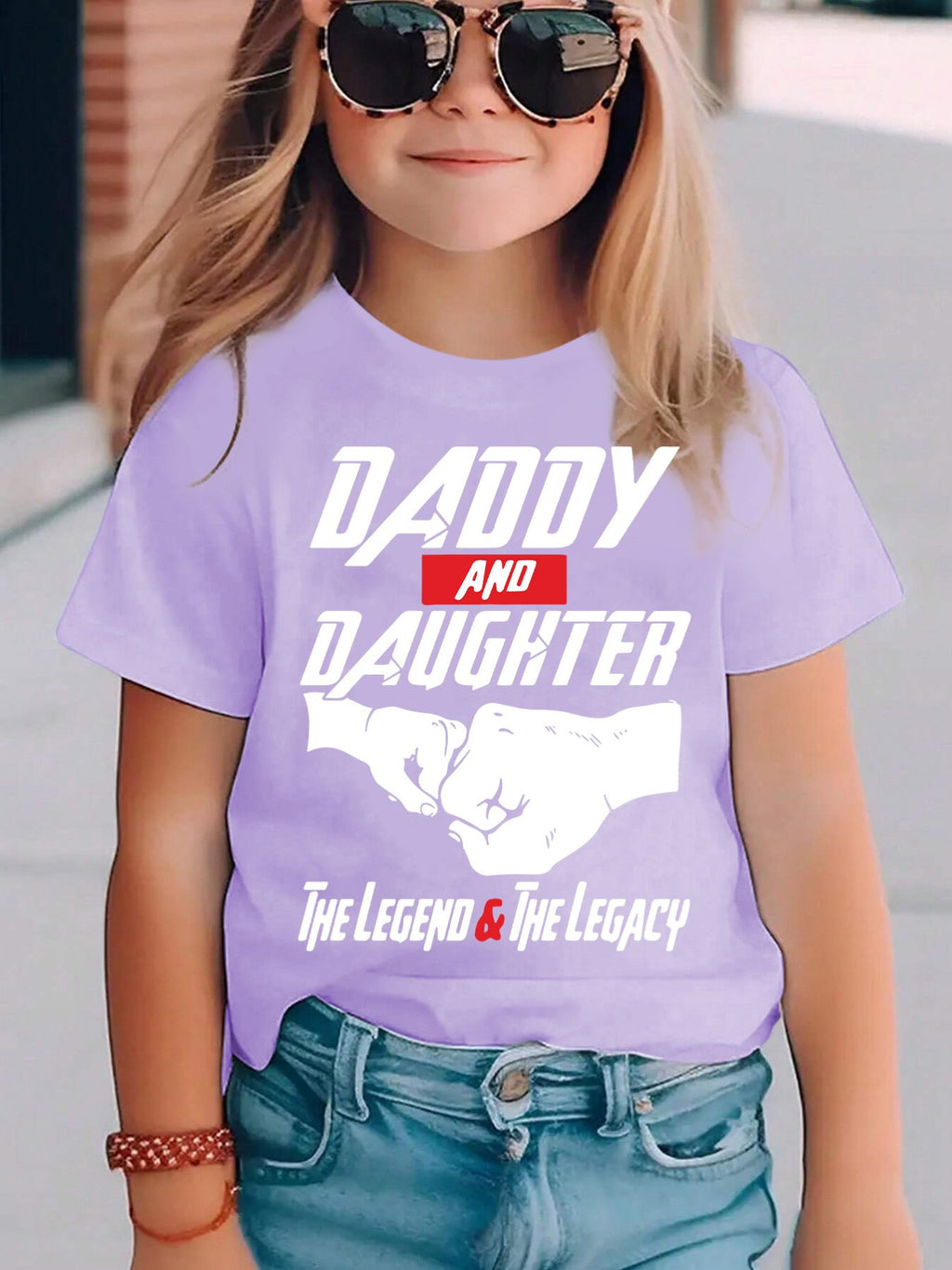 Summer Fashion Short-Sleeve T-Shirt for Girls with 'Daddy And Daughter' Letter Pattern Print, Casual And Versatile Top DX4072