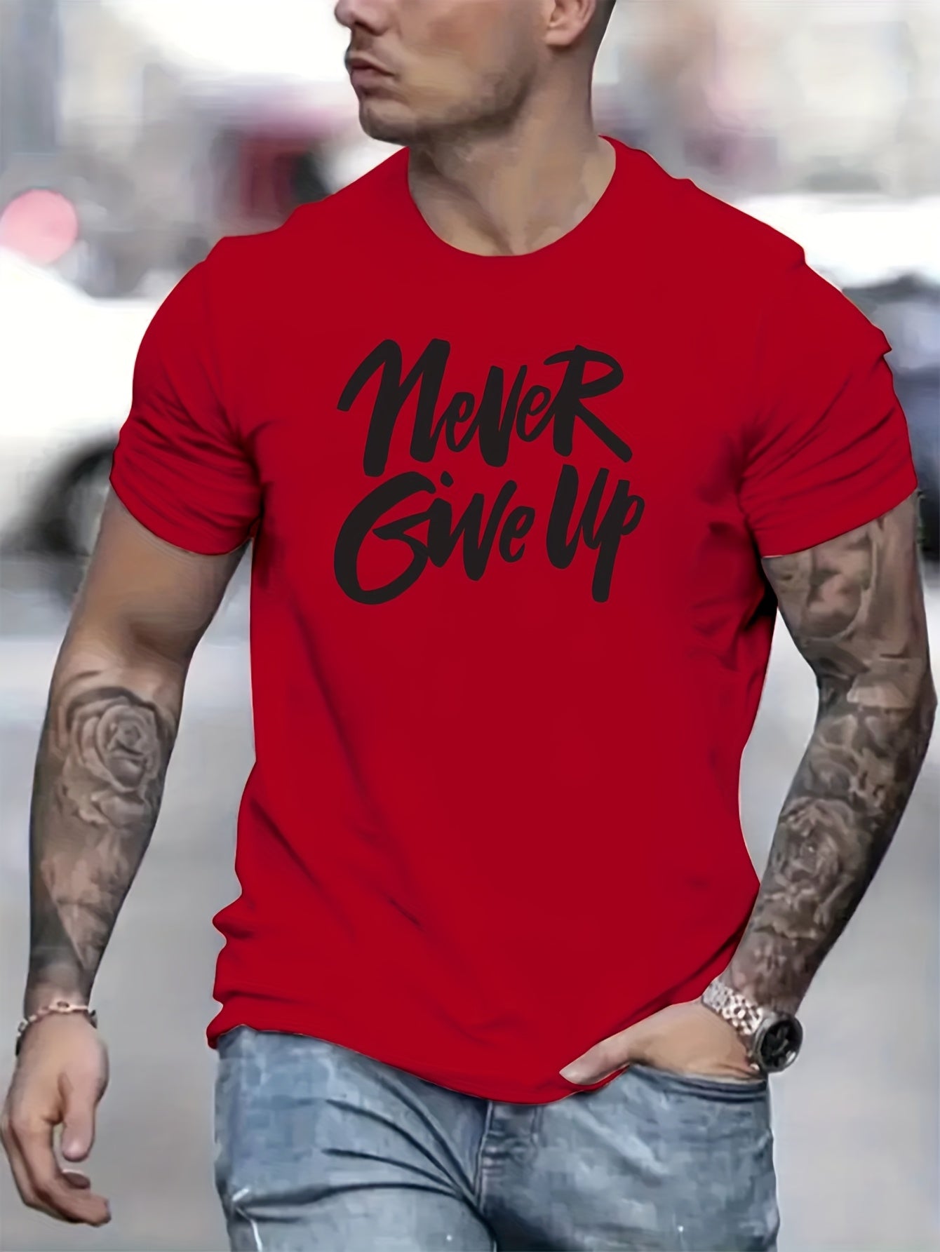 Fashion Casual Men'S Letter Print T-Shirt
