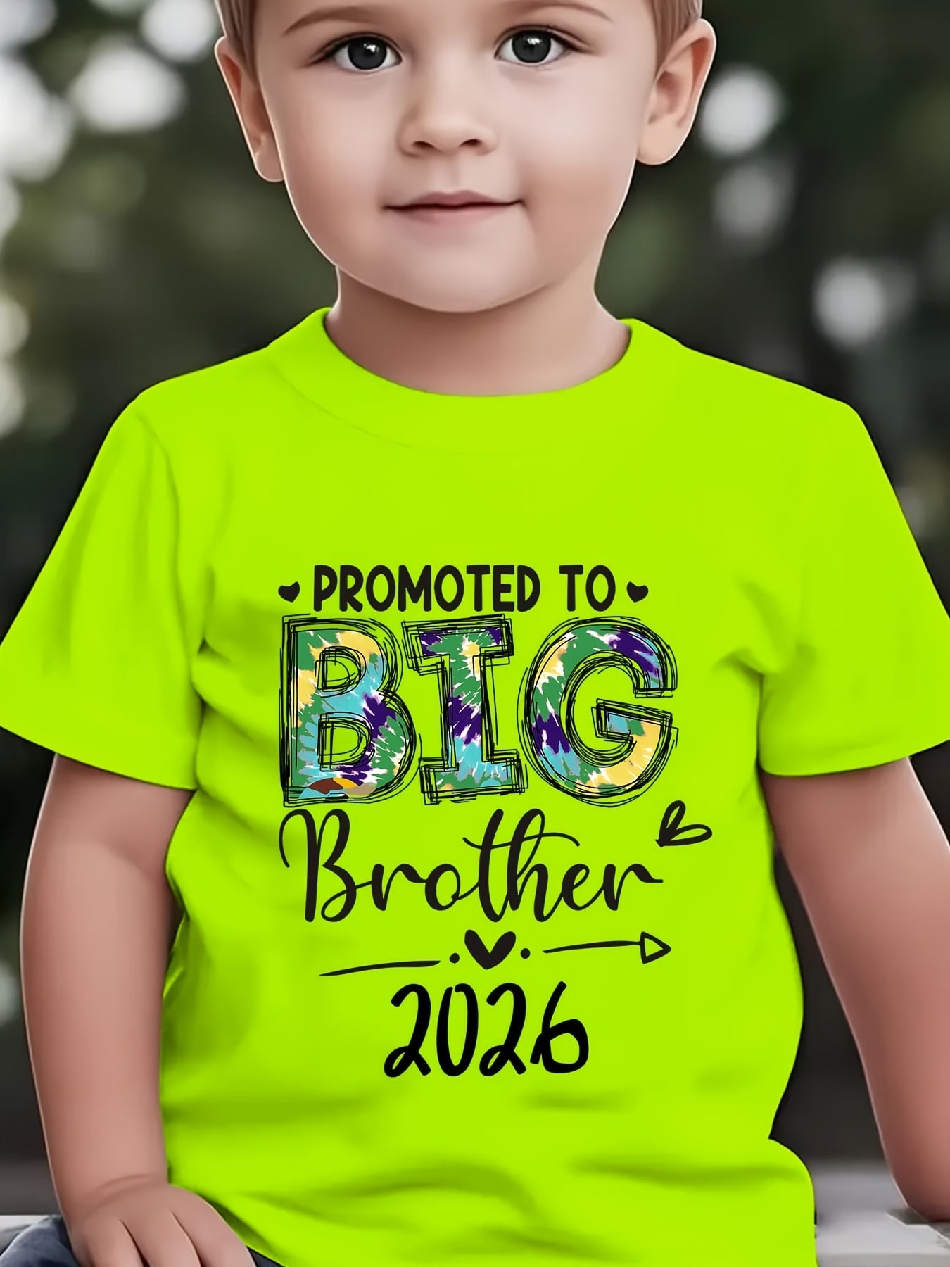 Summer Fashion Boys' Short Sleeve T-Shirt PROMOTED TO BIG BROTHER 2026 Letter Print Outdoor Casual Top NY-DX6459