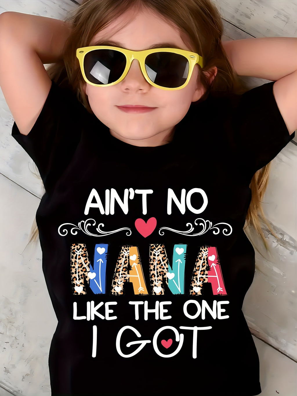 Summer Fashion Girls' Short Sleeve T-Shirt "AIN'T NO NANA LIKE THE ONE I GOT" Letter Print Casual Top NYDX4826