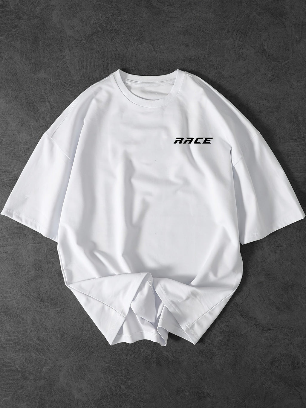 Men'S Fashion Car Pattern T-Shirt, Racing Elements Graphic Tee, Loose Fit Street Style Short Sleeve Top for Summer, Casual Attire for Car Enthusiasts, Slight Drop Shoulder Round Neck T-Shirt