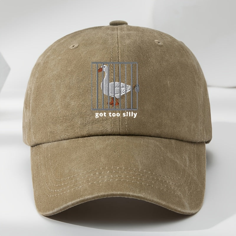 Interesting Goose Iron Cage Print Baseball Cap Unisex Soft Top Adjustable Hat Circumference Duck Tongue Hat Outdoor Sports Leisure Breathable Moisture Wicking Hat