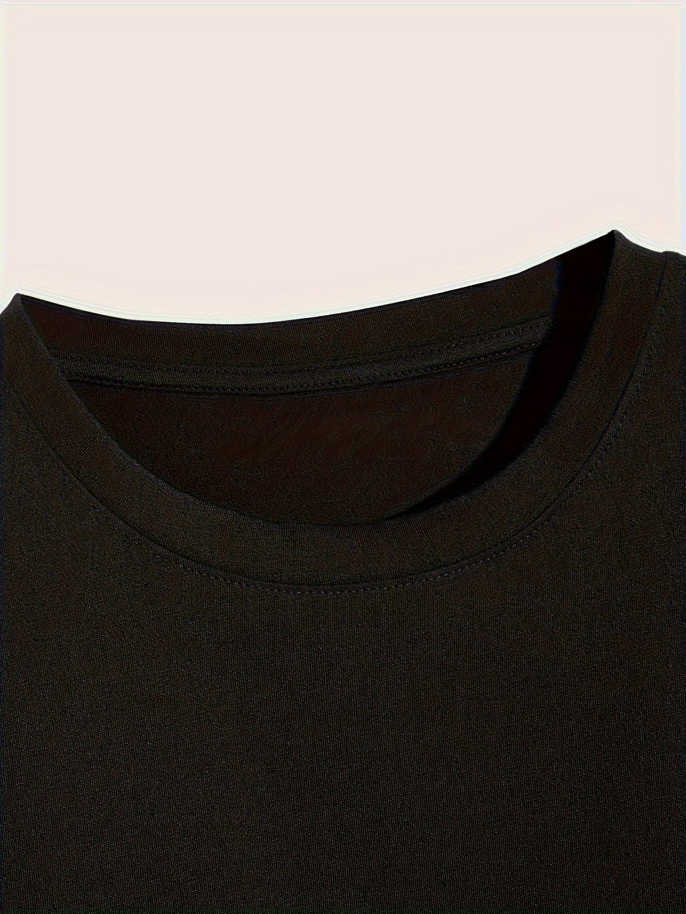 Men's Black Peach a Poker Pattern Casual T-shirt-Soft Polyester Blending, Round Neck, Short Sleeve, Machine Washable