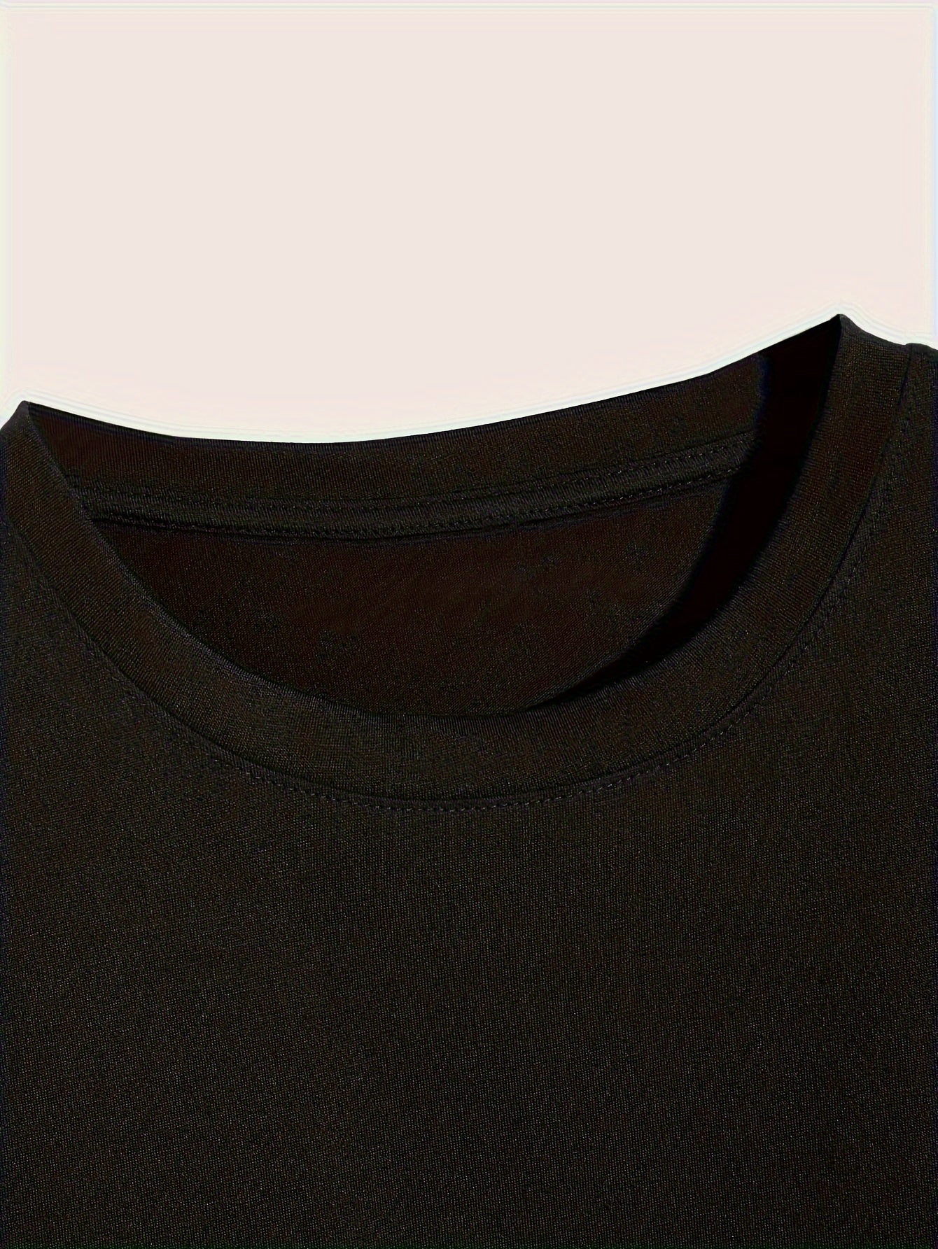 Men's Black Peach a Poker Pattern Casual T-shirt-Soft Polyester Blending, Round Neck, Short Sleeve, Machine Washable