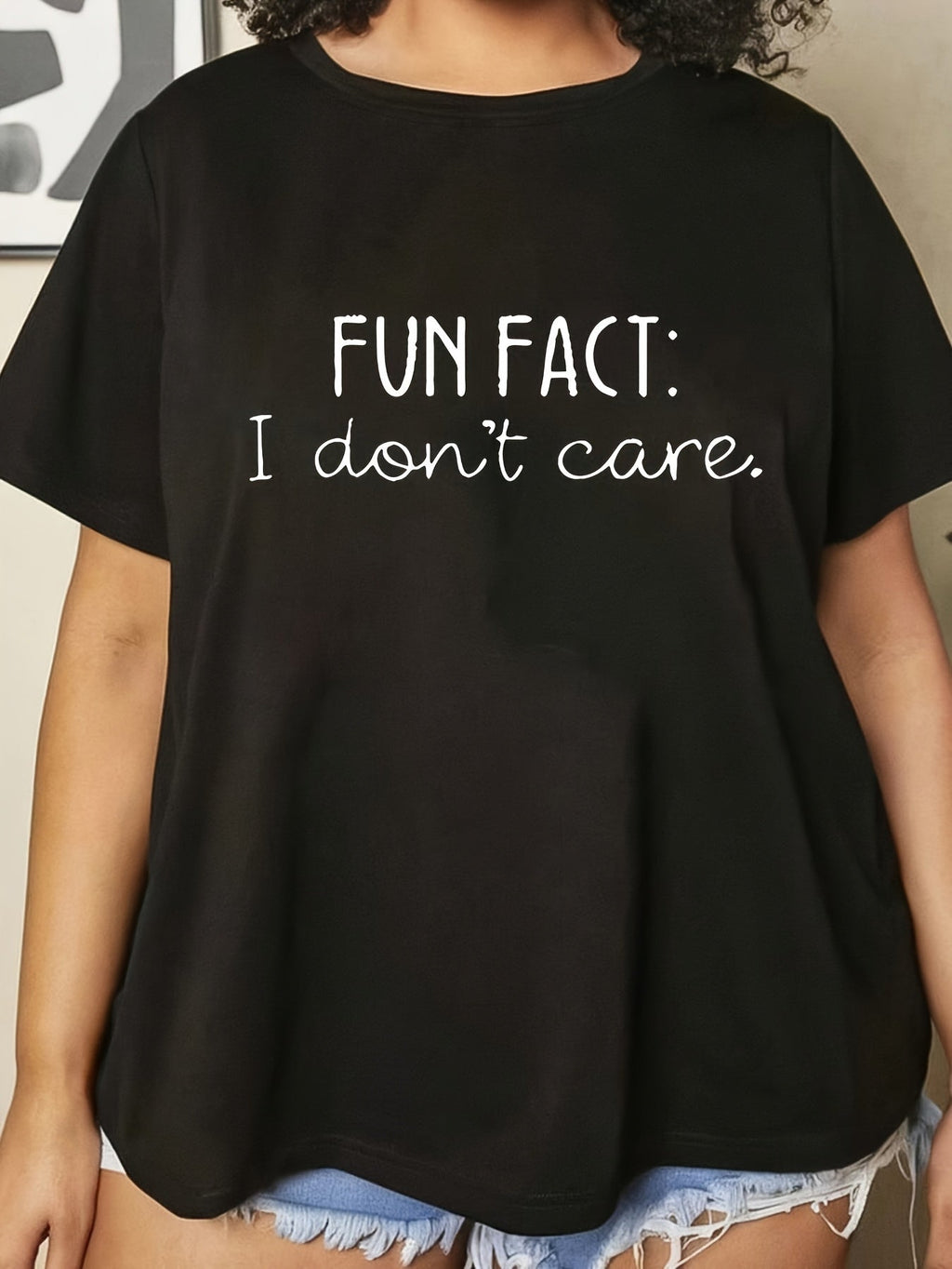 Plus Size, Plus Size Women's T-Shirt with Letter Print