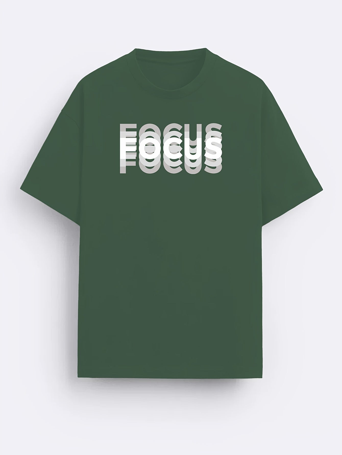 Unisex Trendy Letter Print Crew Neck T-Shirt, A Must-Have for Style Enthusiasts! Gradient FOCUS Design, Ultra Stylish & Streetwear-Inspired! Minimalist yet Versatile!