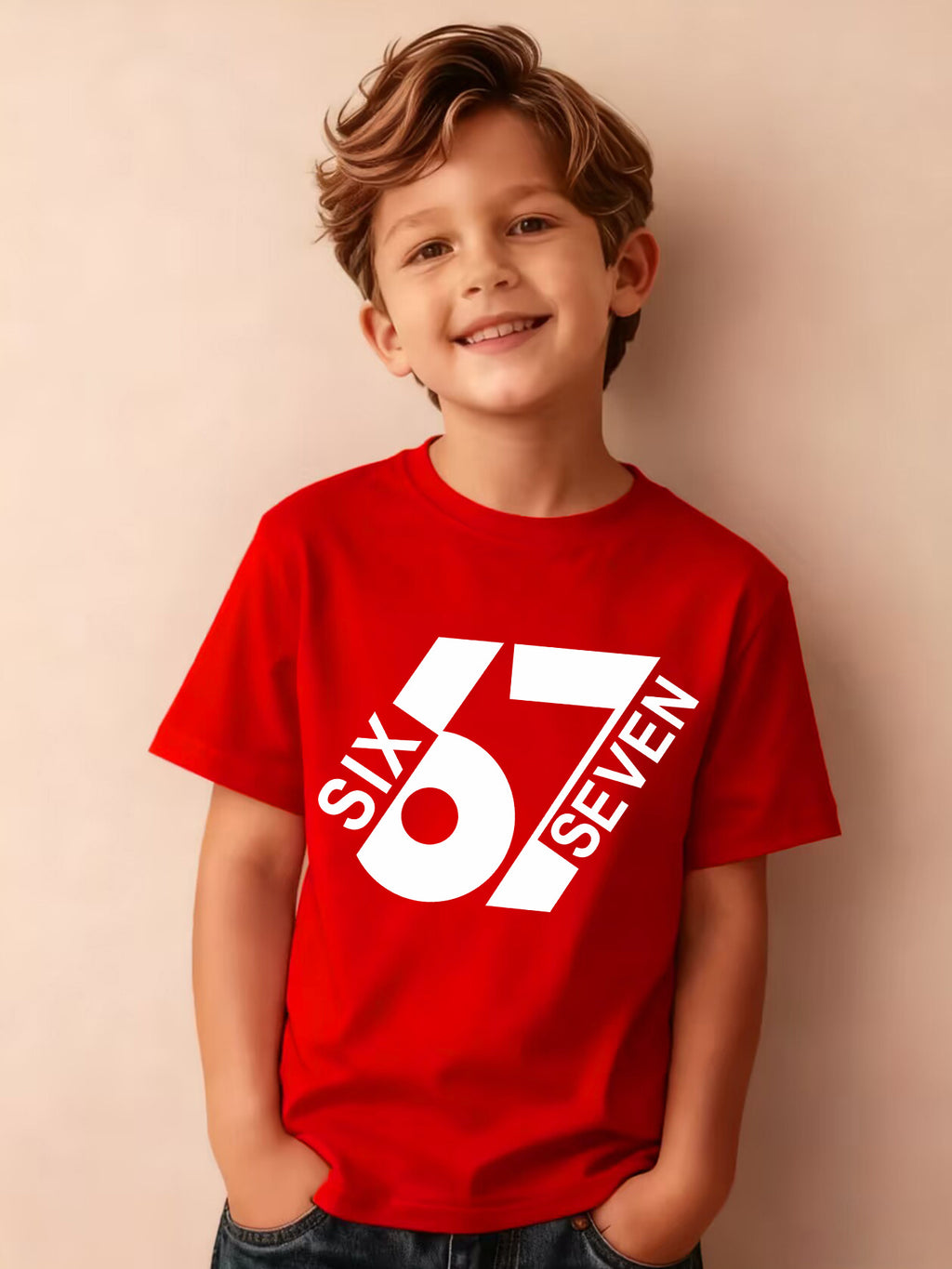 Summer Boys' Fashion Short Sleeve T-Shirt, Sizes 6-7, Cartoon Pattern Print Outdoor Casual Top, NY-DX7586