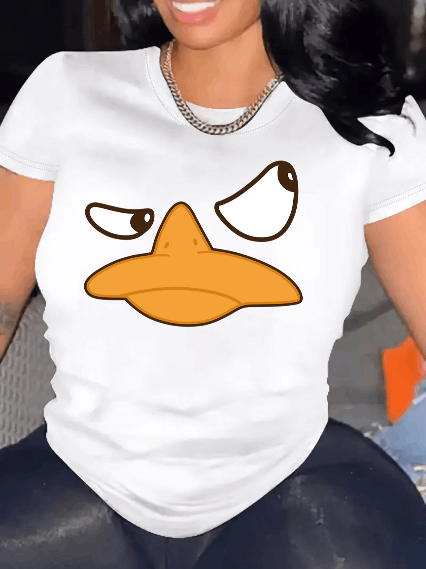 Duck Graphic Print T-Shirt For Women Casual Short Sleeve Tee 1 Pcs 100% Heavy Cotton - Comfortable Crew Neck, Soft Adorable Tees Tops