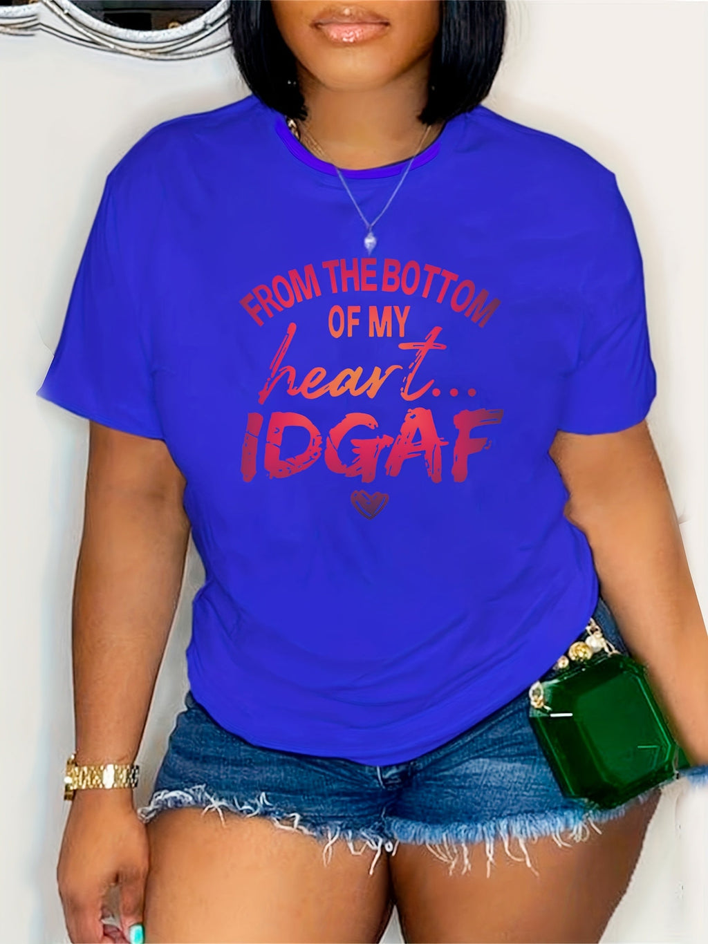 Letter Print T-shirt, Casual Short Sleeve Crew Neck Top For Spring & Summer, Women's Clothing